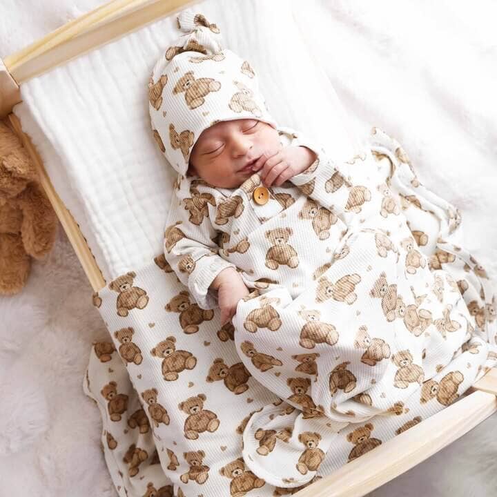 Beary Sweet Bamboo Waffle Gown Set
