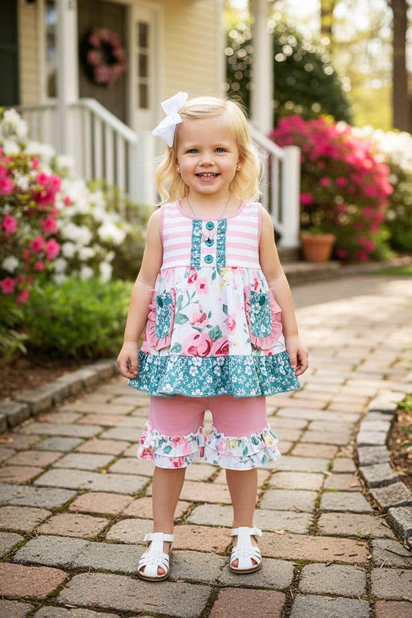 Pink Striped & Floral Set
