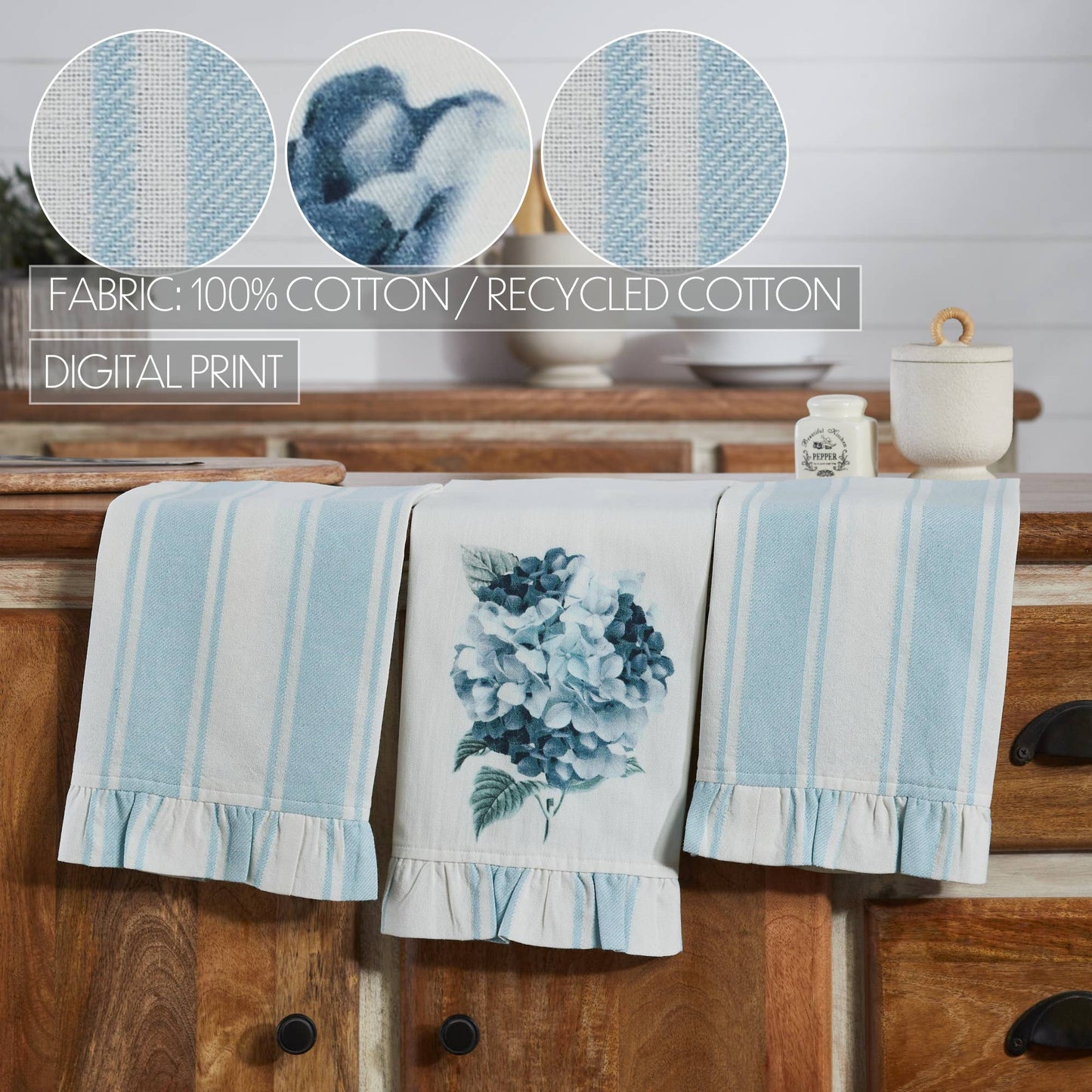 Ruffled Tea Towel Set of 3 19x28