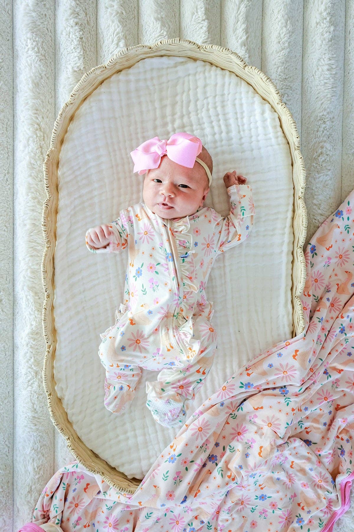 Ruffle Bamboo Zipper Footie | Loosey Goose