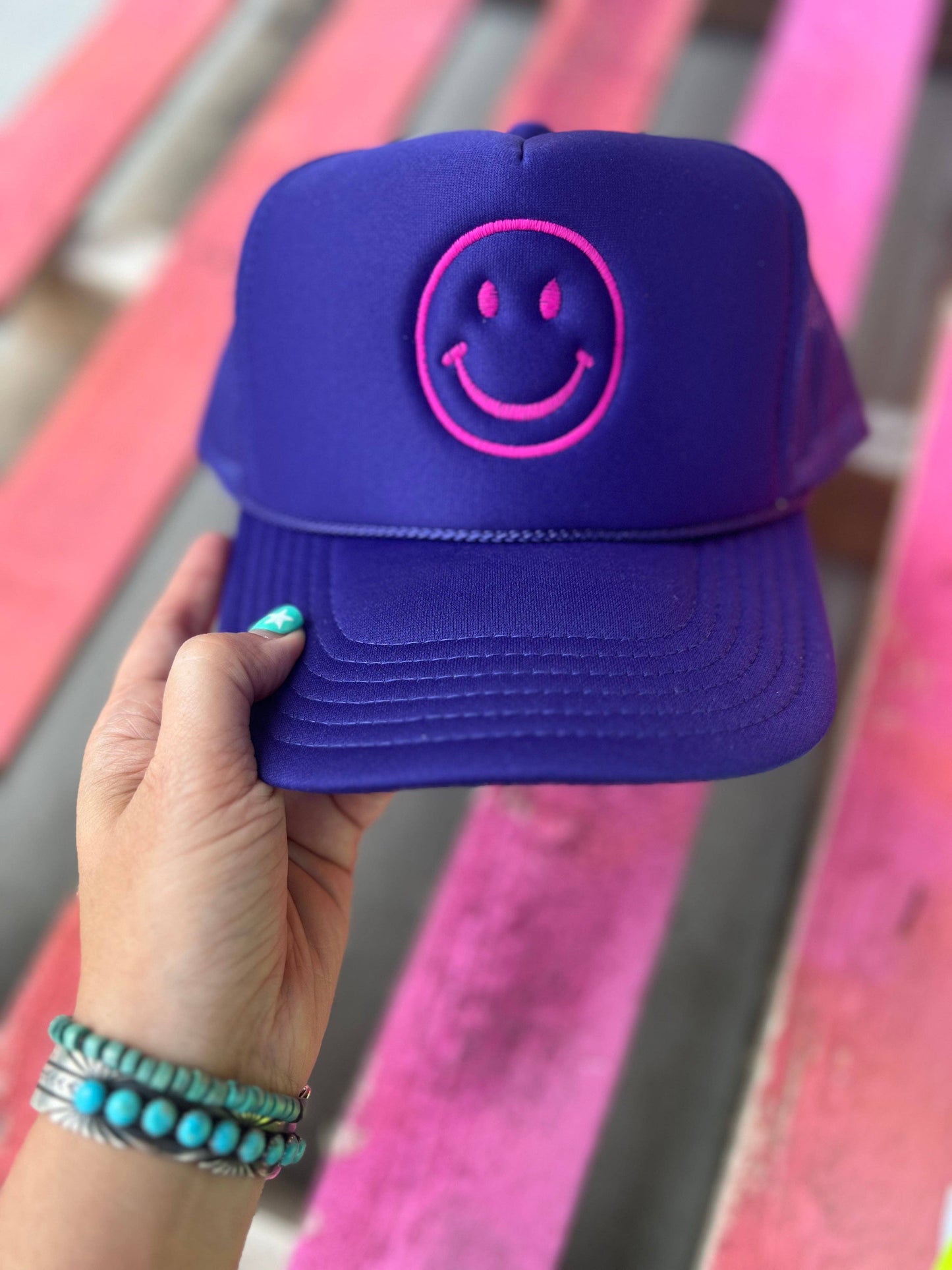 Purple Happy Face Hat