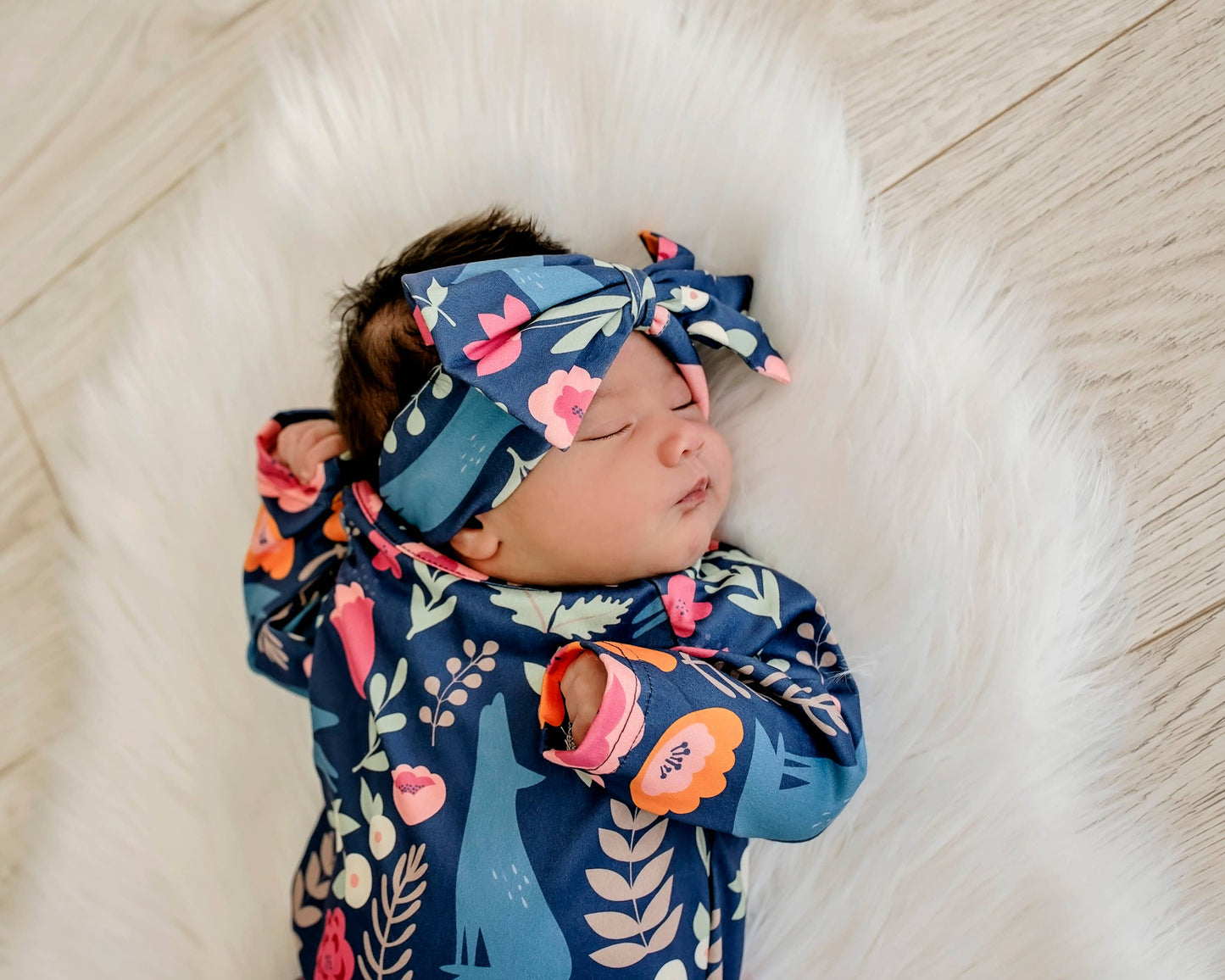 Infant Fox Gown and Headband
