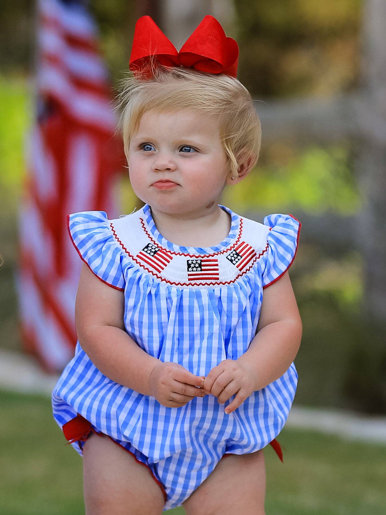 America Smocked Flag Romper
