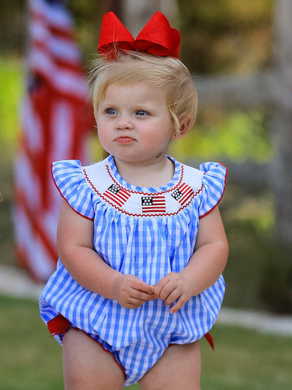 America Smocked Flag Romper
