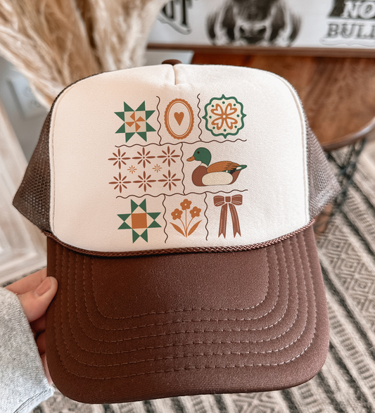 Brown Folkart Mallard Hat