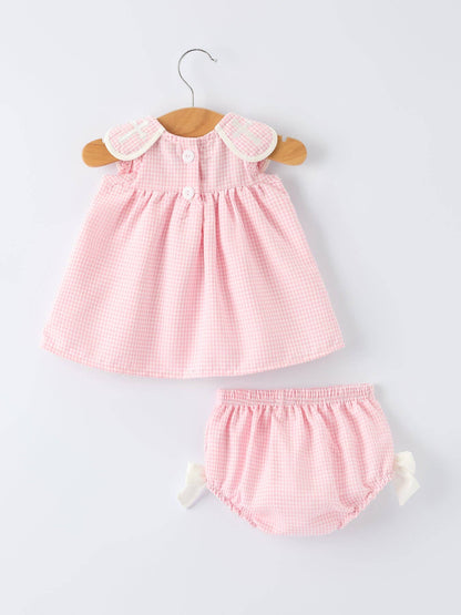 Pink Smocked Cross Girls Bloomer Set
