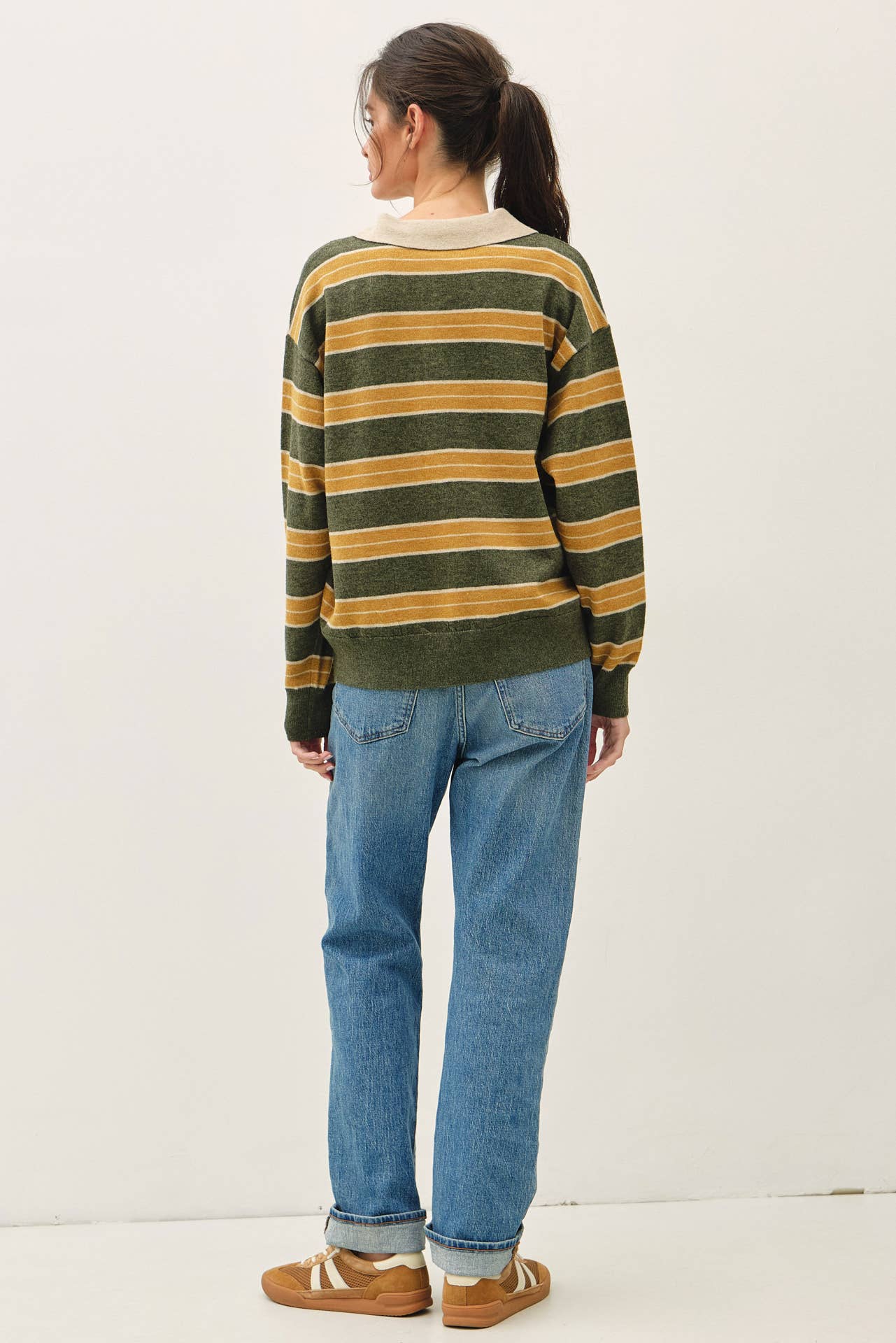 HENLEY STRIPE SWEATER