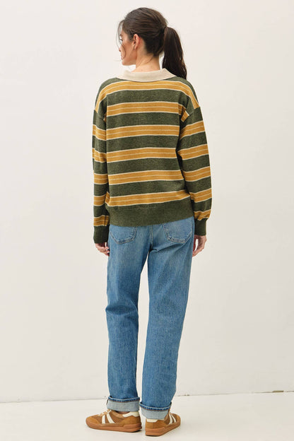 HENLEY STRIPE SWEATER