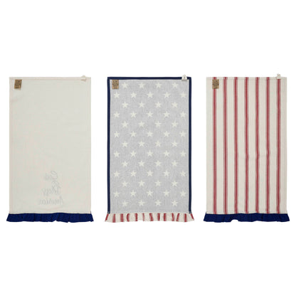 Stars Ruffled Tea Towel Set of 3 16x28