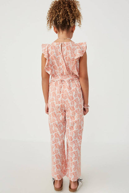 Botanical Print Ruffled Wideleg Jumpsuit