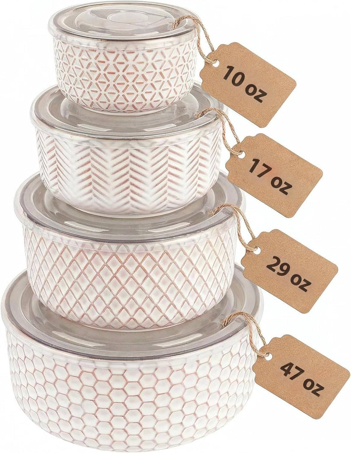 Kook Ceramic Nesting Bowls with Lids