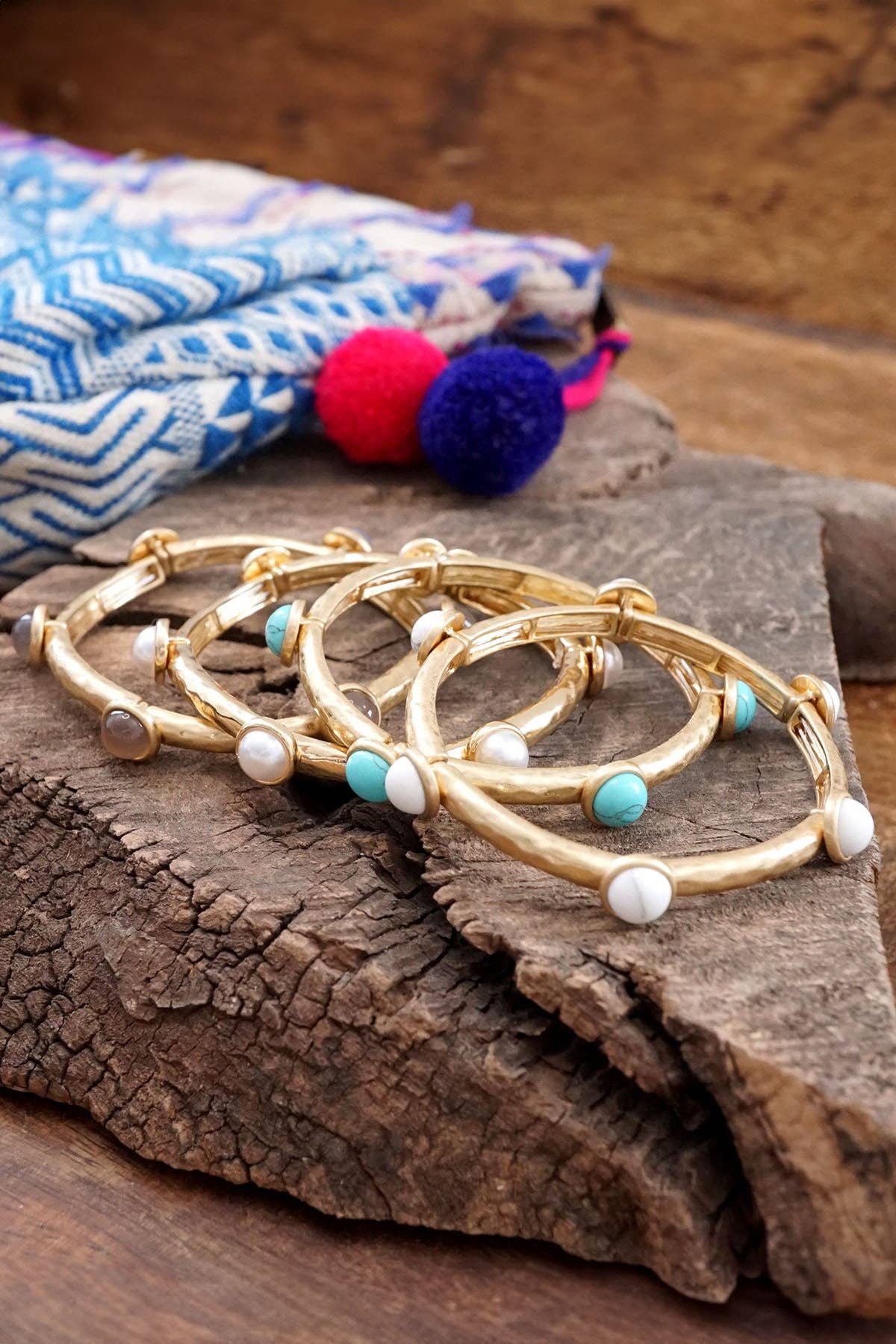 Jeweled Golden Bangle with stone dots