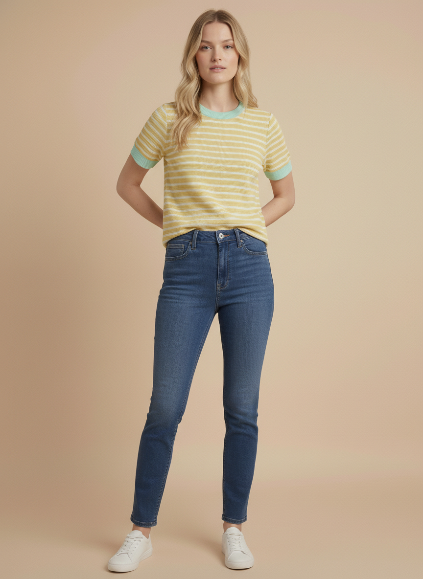 Yellow Stripe Knit Top