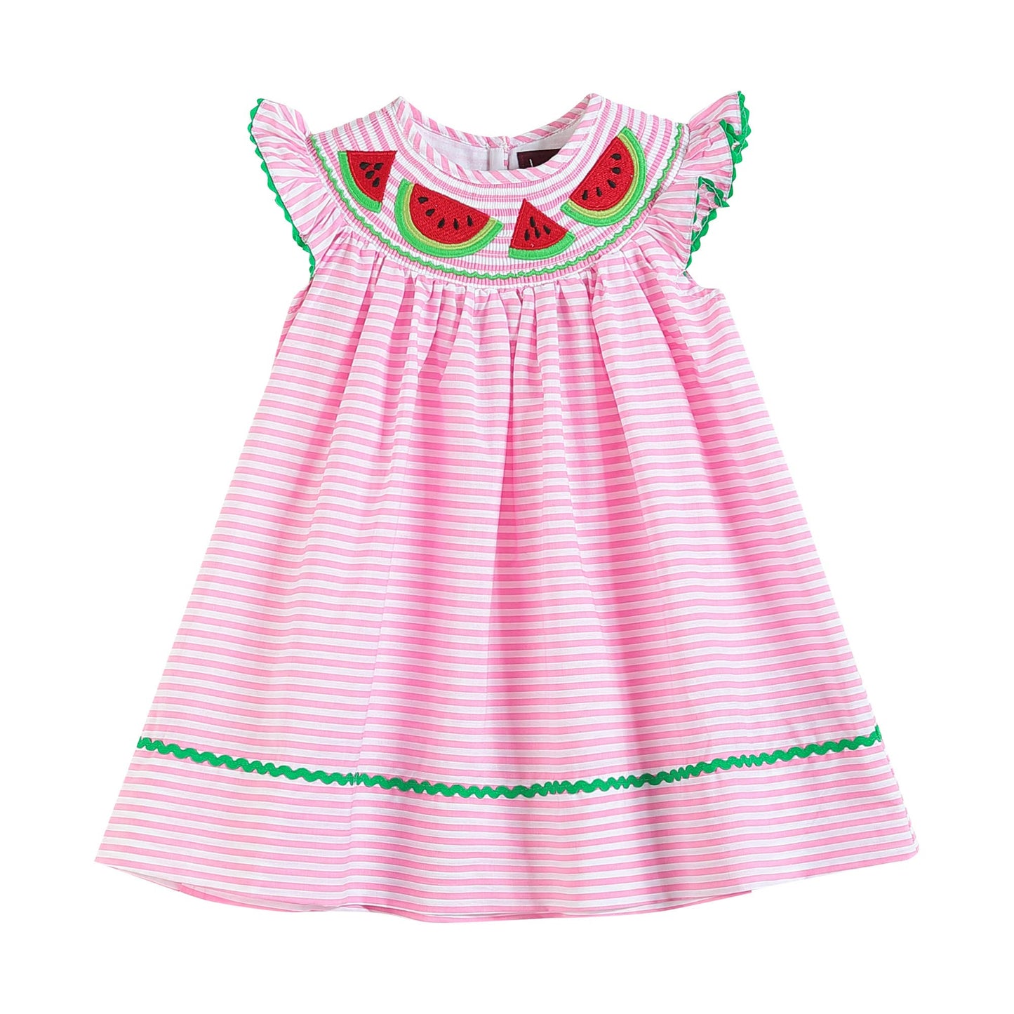 Pink Watermelon Smocked Bishop Dress