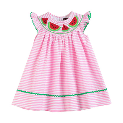 Pink Watermelon Smocked Bishop Dress