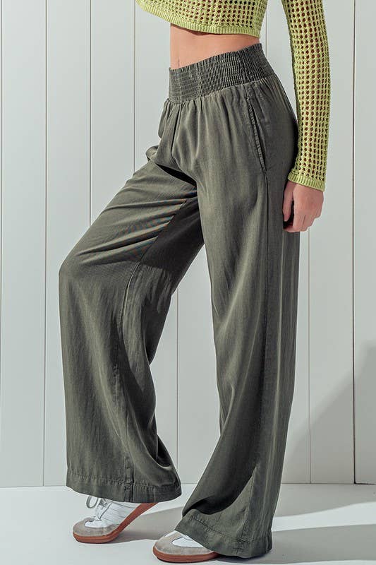 Tencel High Waist Wide Leg Pants