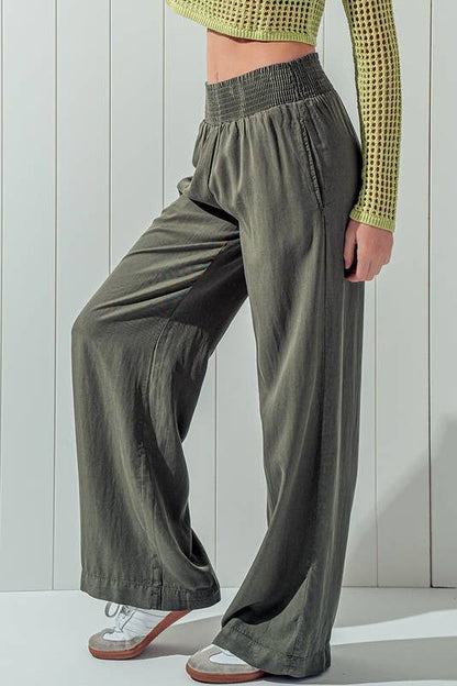 Tencel High Waist Wide Leg Pants