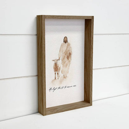 Jesus Sheep Rescue Me - Wood Framed Art
