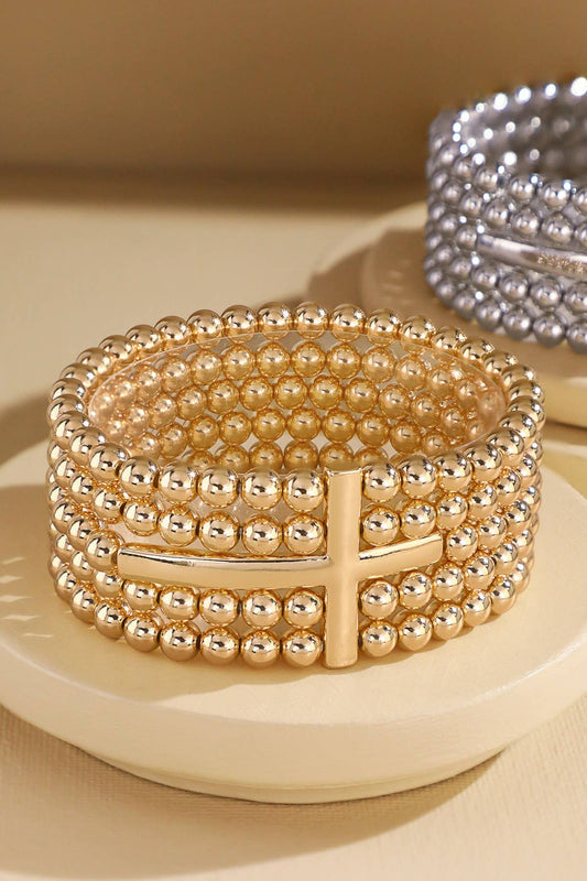 5-Layer Beaded Cross Stretch Bracelet