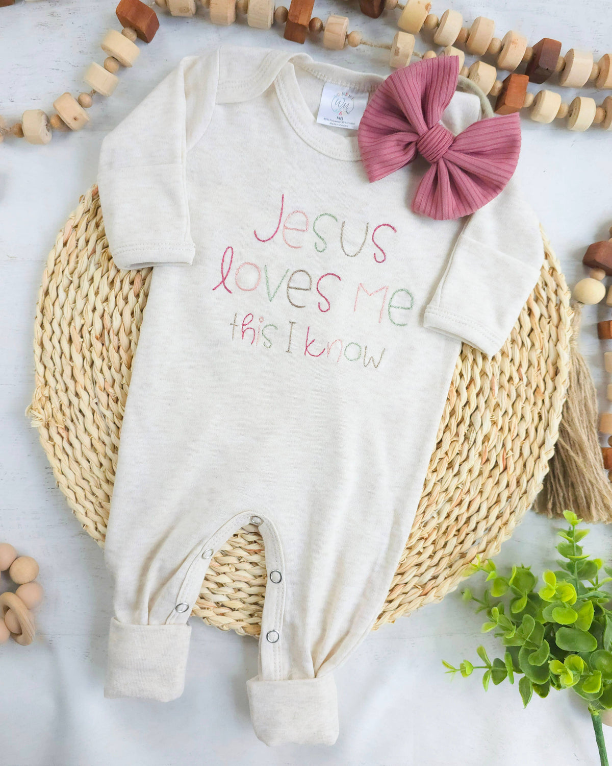 Jesus Loves Me Girl Stitch Romper