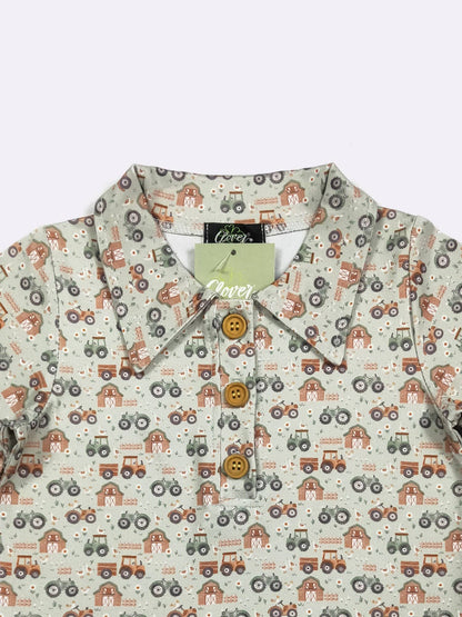 Green Gander Boy Collar Shirt