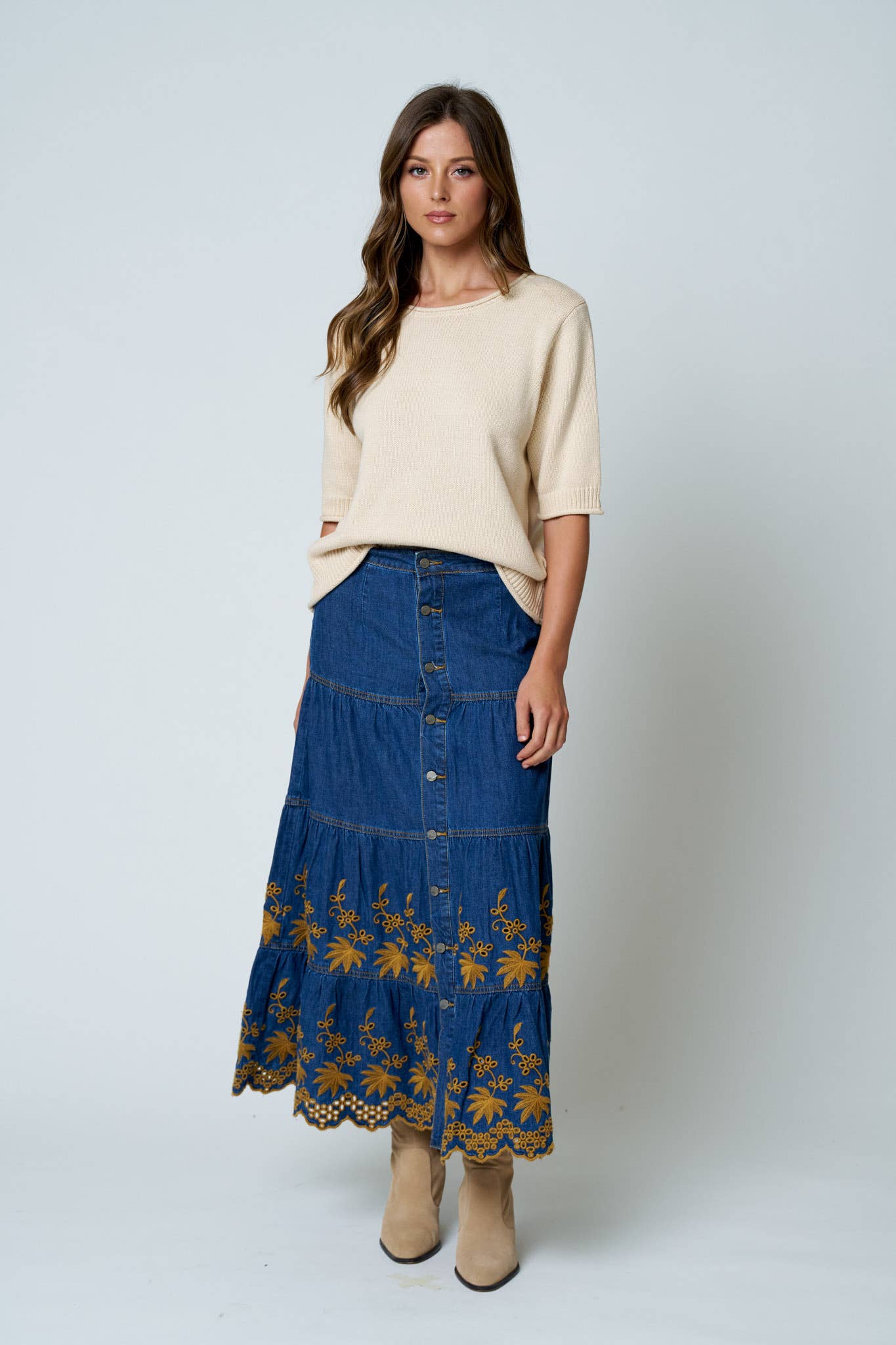 HALF SLEEVE SWEATER KNIT TOP