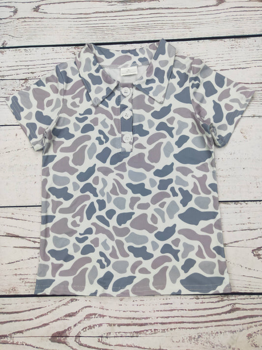 Boys Washed Camo Polo