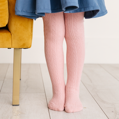 Blush Cable Knit Tights