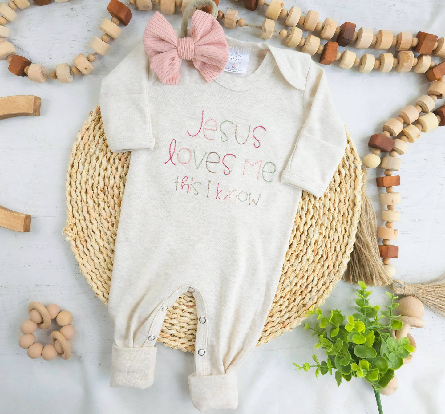 Jesus Loves Me Girl Stitch Romper