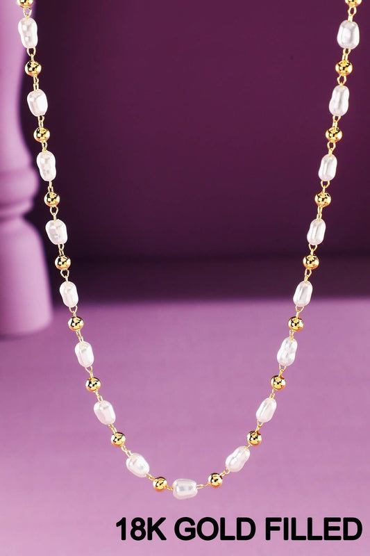 Bead & Rice Pearl Necklace