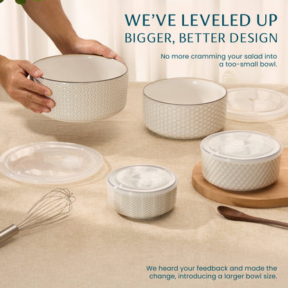 Kook Ceramic Nesting Bowls with Lids