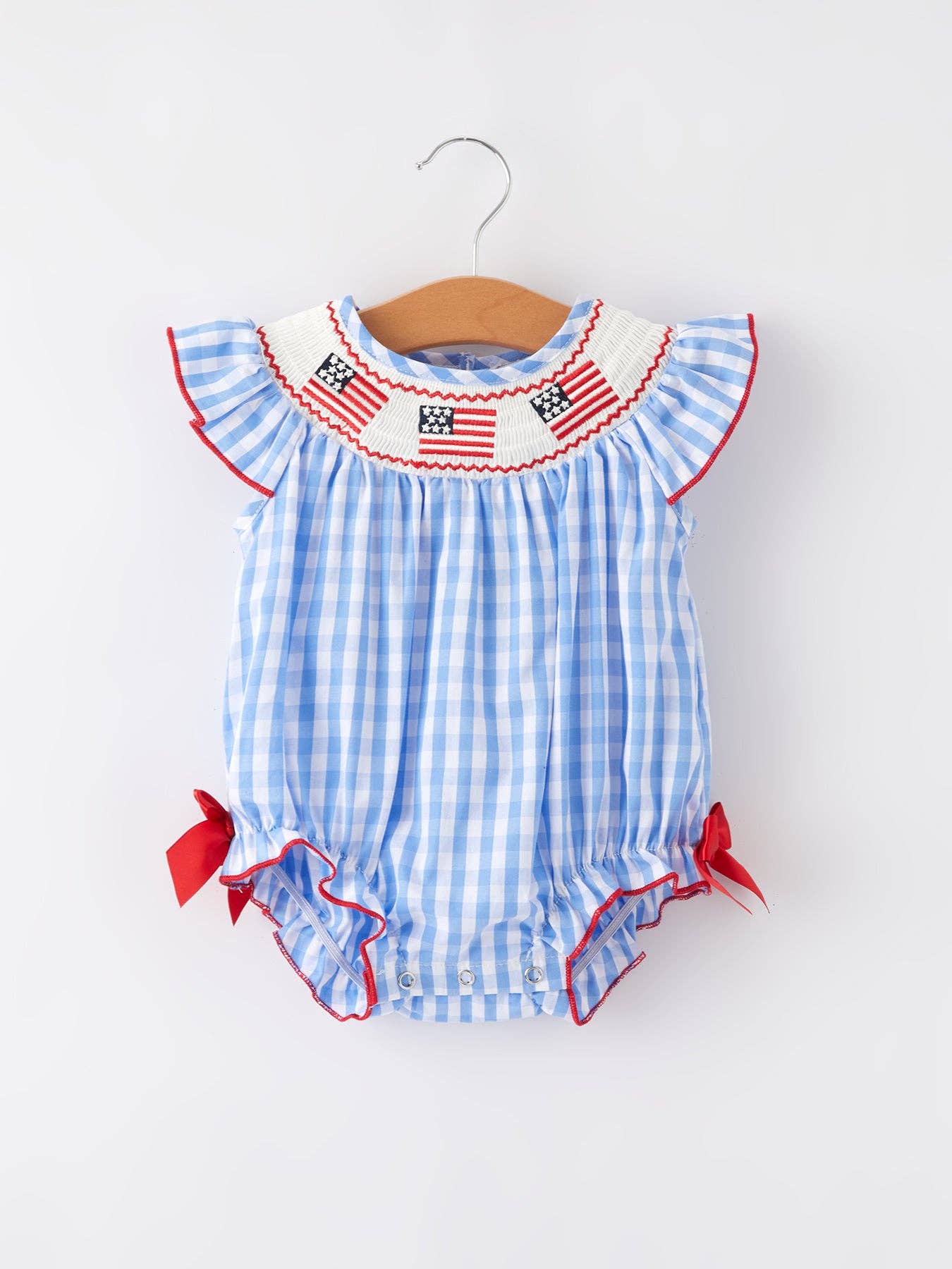 America Smocked Flag Romper