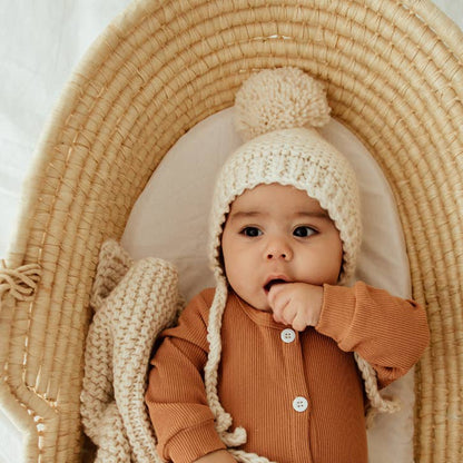 Natural Garter Stitch Bonnet Baby & Kids