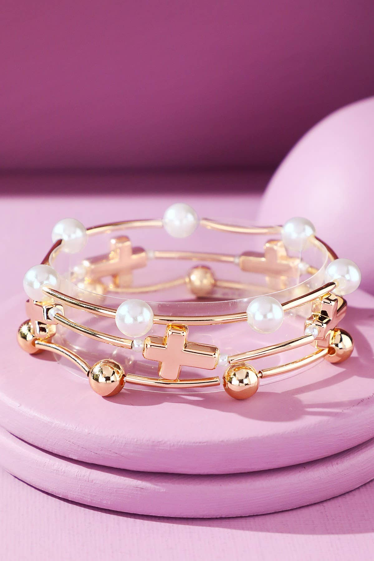 Multi-Textured Cross Stack Bracelet