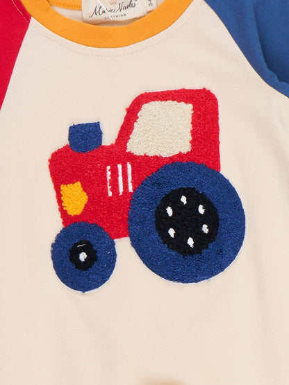 Tractor Trail Embroidered Romper