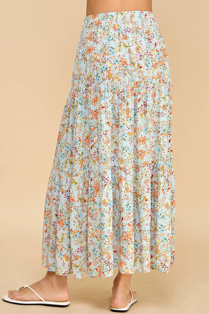 Blue Floral Maxi Skirt