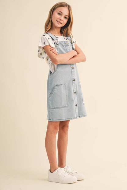 Girls Denim Overall Dress