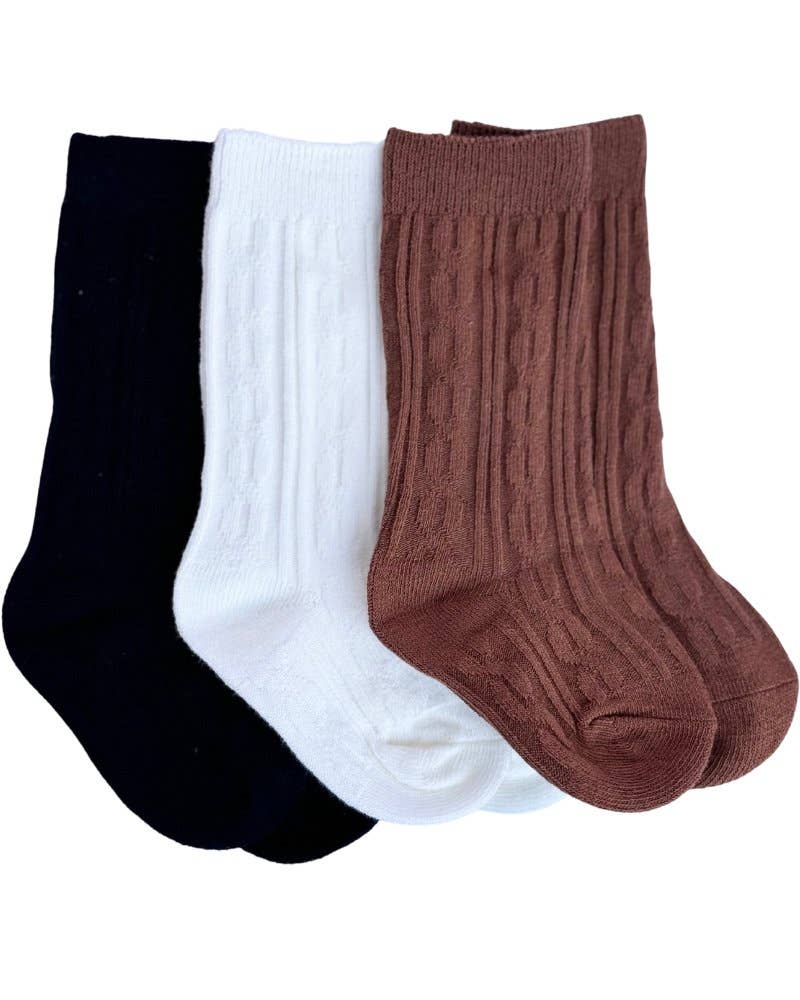 Pepper Knee-High Cable Knit Socks