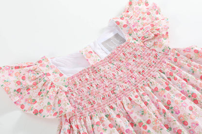 Floral Strawberry Smocked Dress