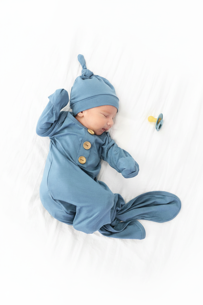 Blue Bamboo Knotted Gown & Hat
