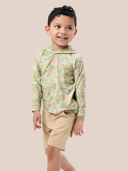 Boys Sage Trail Camo Performance Hooded Shirt