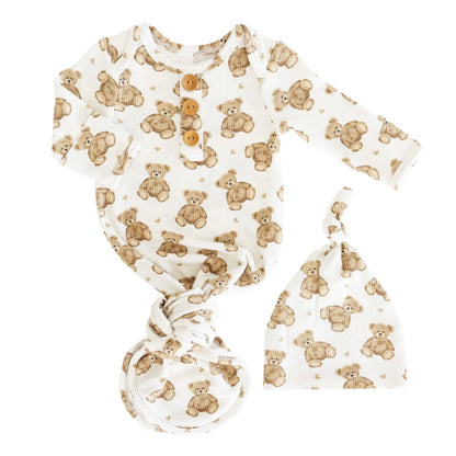 Beary Sweet Bamboo Waffle Gown Set