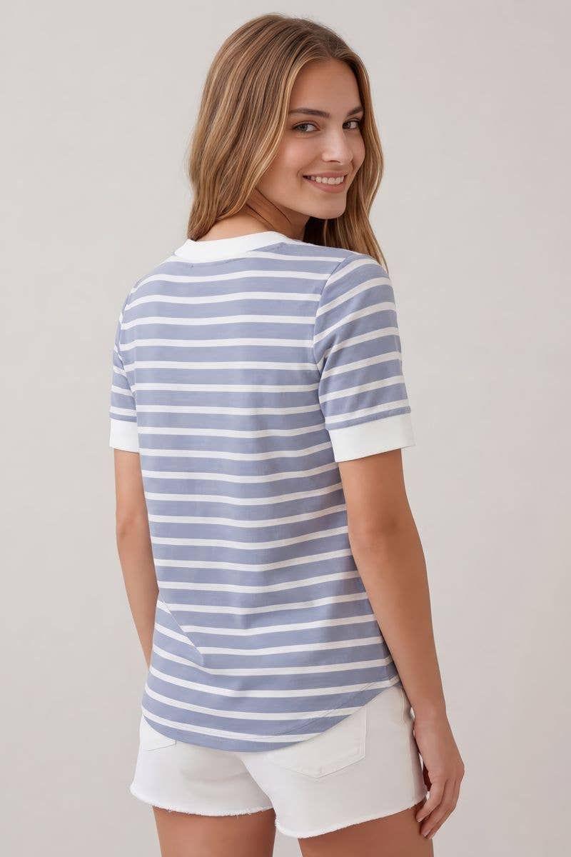 V-NECK STRIPED TOP