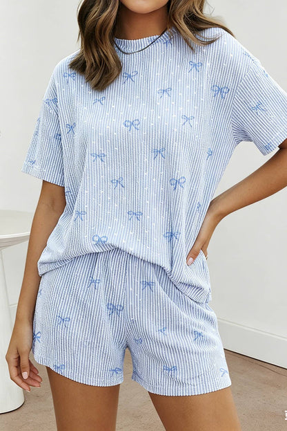 Tiny Heart Bow Print 2pc Set