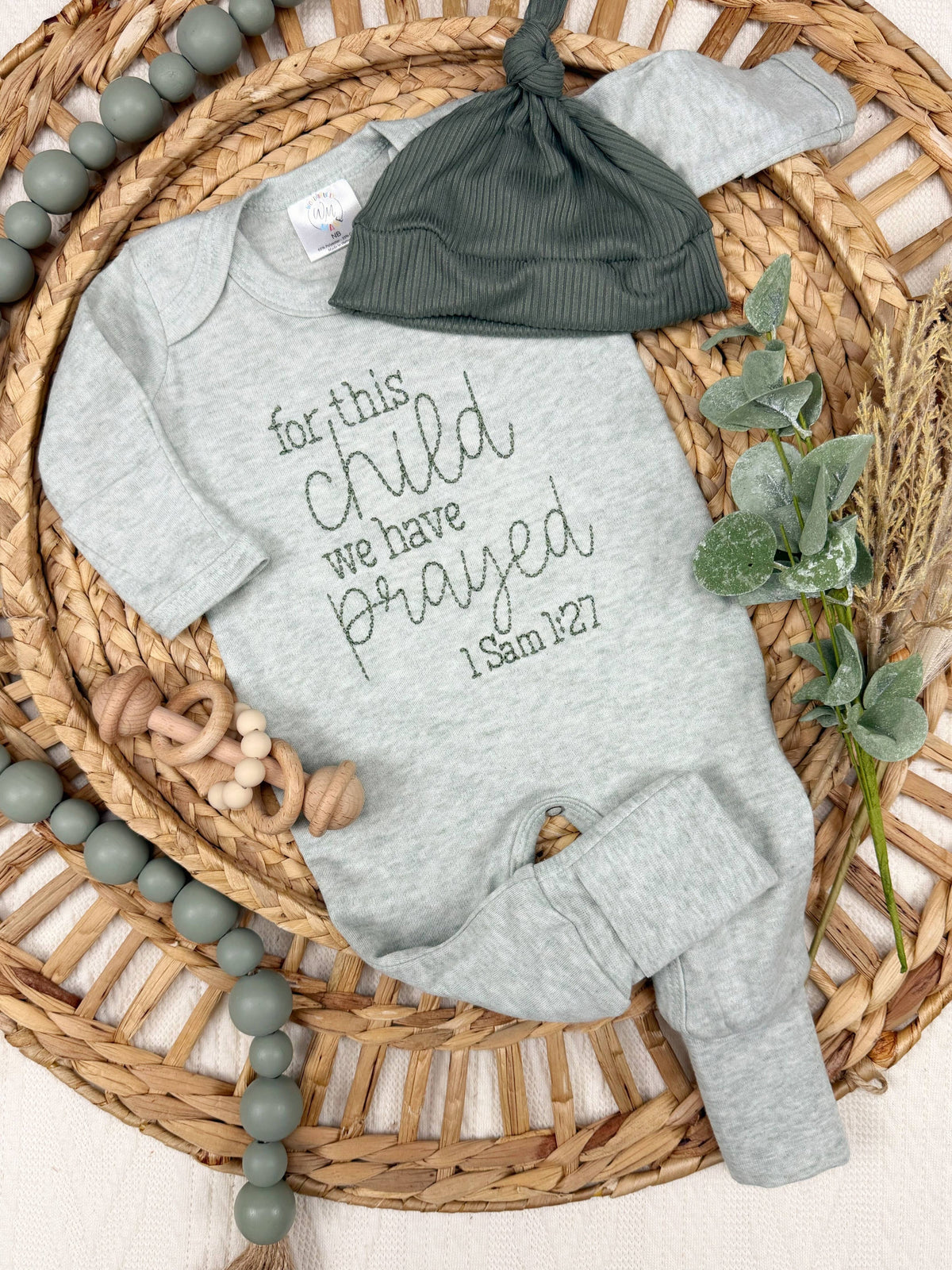 Baby Romper | For This Child We Have Prayed | Green