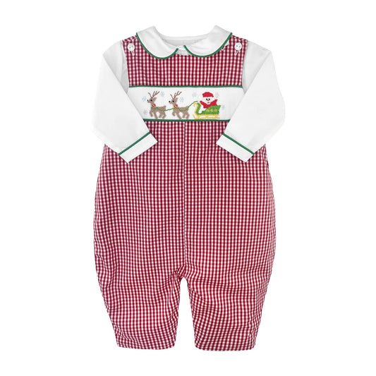 Christmas Longall with Hand Picture Smocking-Santa with sleigh