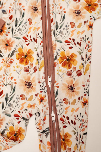 Fall Floral Bamboo Zip Romper