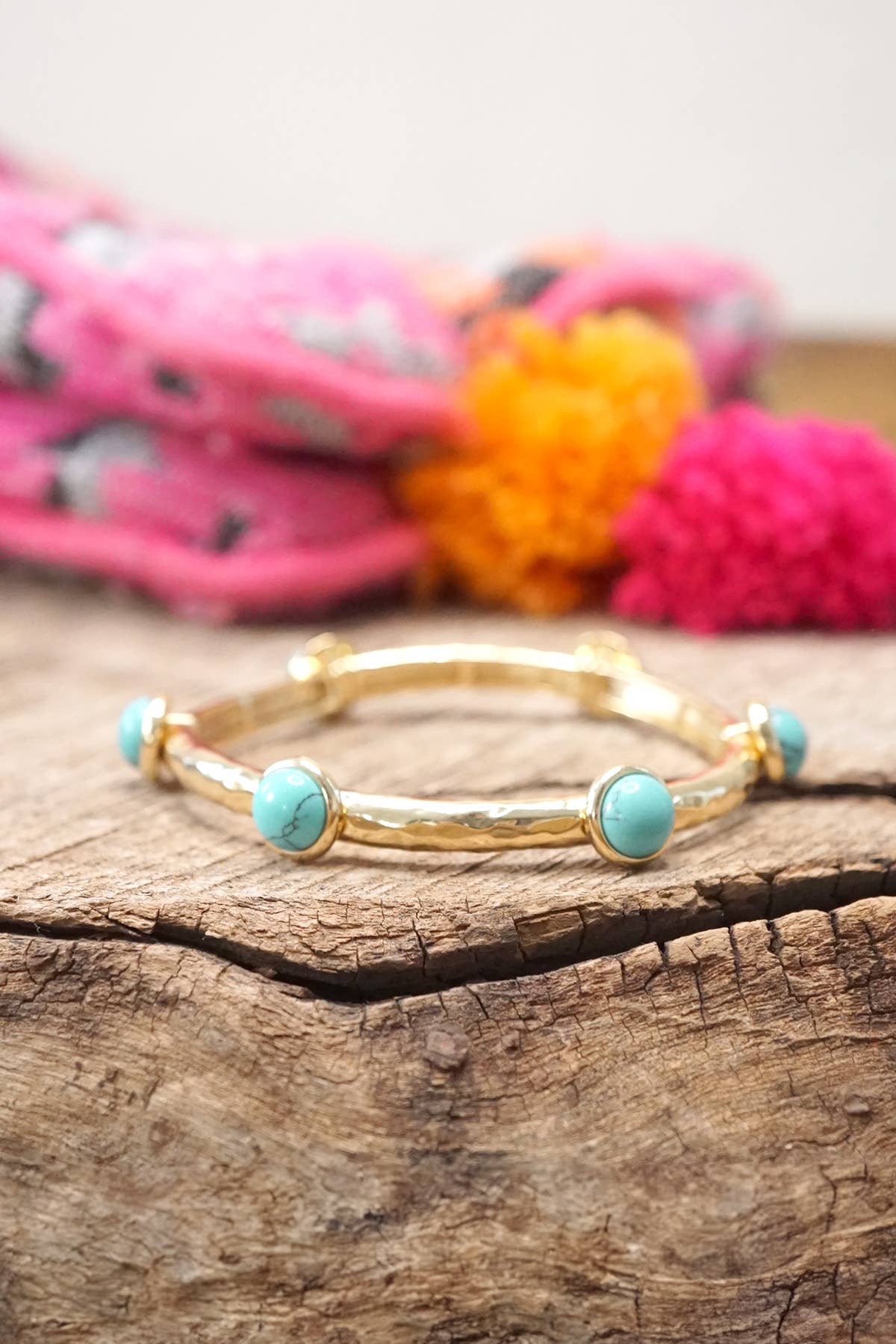 Jeweled Golden Bangle with stone dots