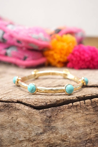 Jeweled Golden Bangle with stone dots