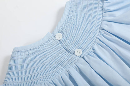 Blue and Pink Bow Smocked Romper